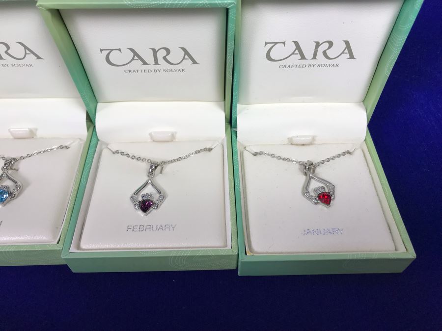 Just Added - Tara Ireland Claddagh Birthstone Collection Necklaces Crafted By Solvar Various Months - 18 Necklaces Retails $630 [Photo 11]