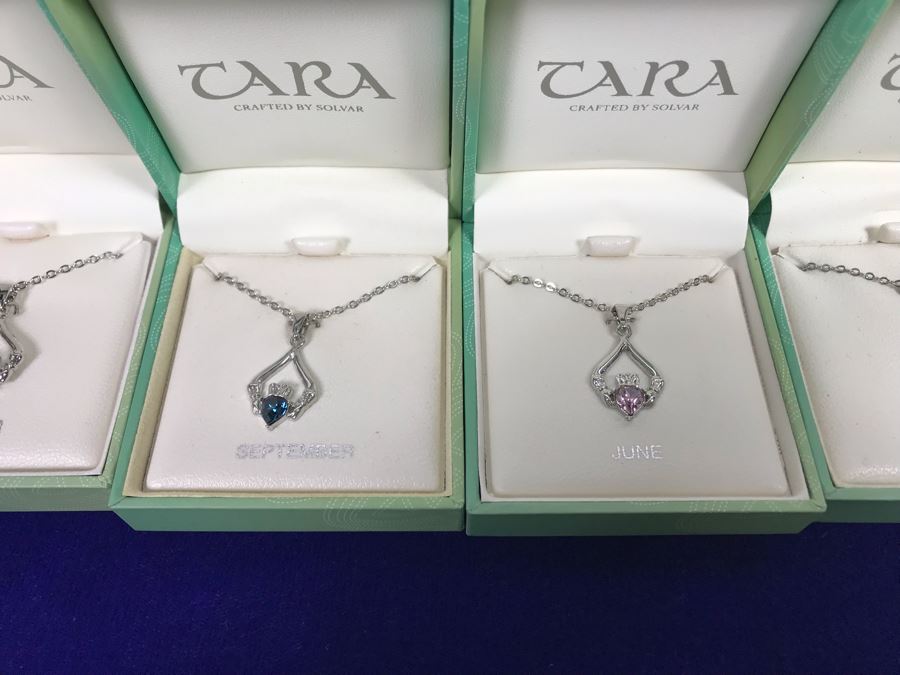 Just Added - Tara Ireland Claddagh Birthstone Collection Necklaces Crafted By Solvar Various Months - 18 Necklaces Retails $630 [Photo 8]