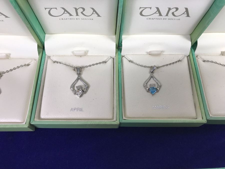 Just Added - Tara Ireland Claddagh Birthstone Collection Necklaces Crafted By Solvar Various Months - 18 Necklaces Retails $630 [Photo 9]