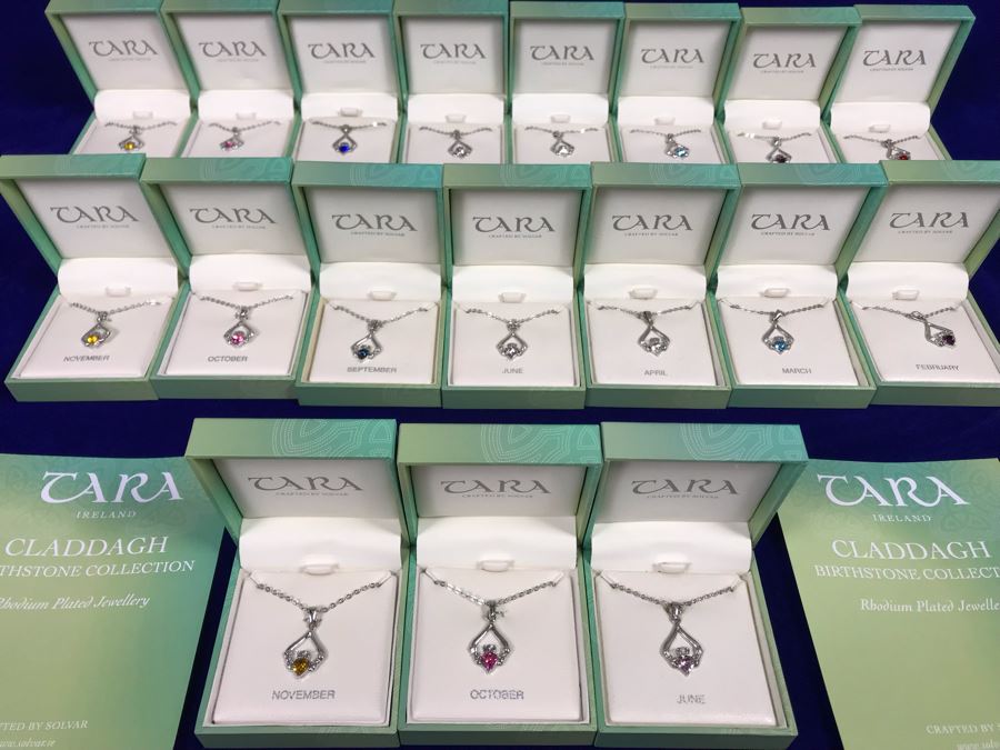 Just Added - Tara Ireland Claddagh Birthstone Collection Necklaces Crafted By Solvar Various Months - 18 Necklaces Retails $630 [Photo 3]