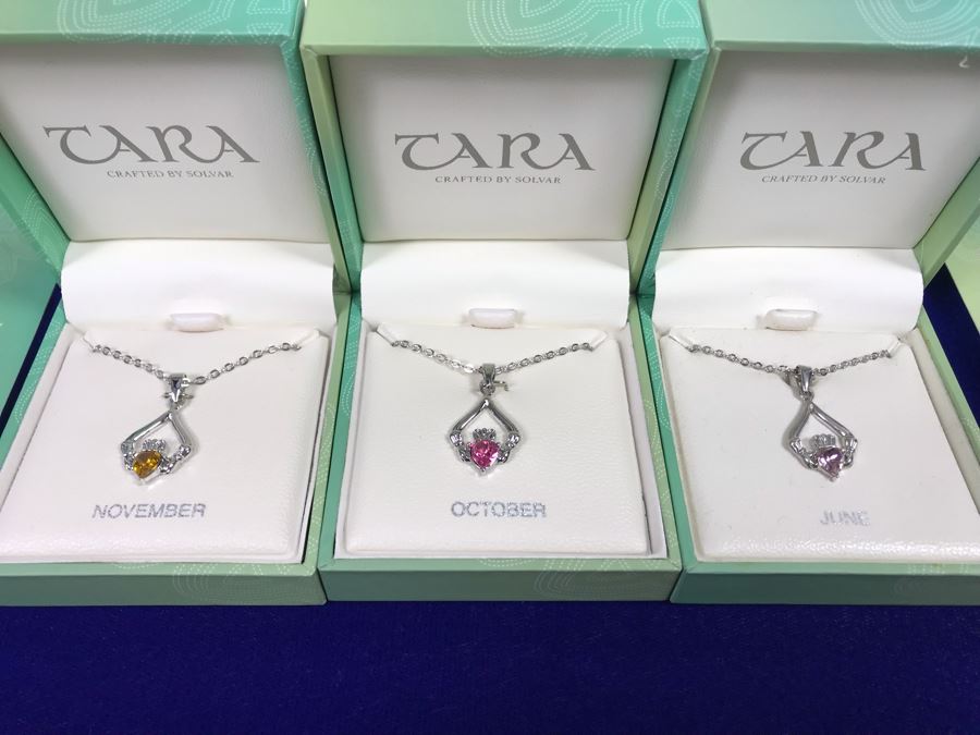 Just Added - Tara Ireland Claddagh Birthstone Collection Necklaces Crafted By Solvar Various Months - 18 Necklaces Retails $630 [Photo 4]