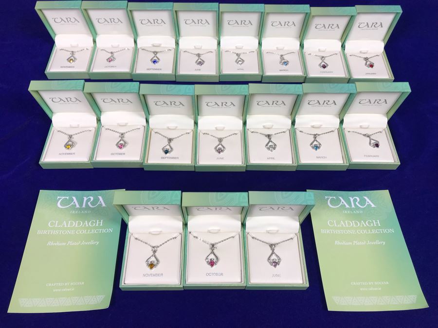 Just Added - Tara Ireland Claddagh Birthstone Collection Necklaces Crafted By Solvar Various Months - 18 Necklaces Retails $630 [Photo 2]