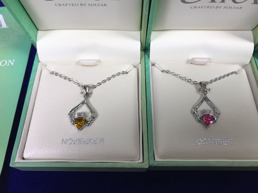 Just Added - Tara Ireland Claddagh Birthstone Collection Necklaces Crafted By Solvar Various Months - 18 Necklaces Retails $630 [Photo 5]