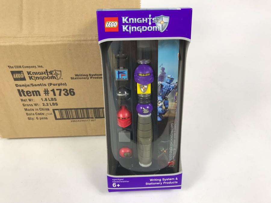 New 2004 LEGO Knights Kingdom Danju/Santis Purple Writing System Pens By The CDM Company - 6 Pens [Photo 1]