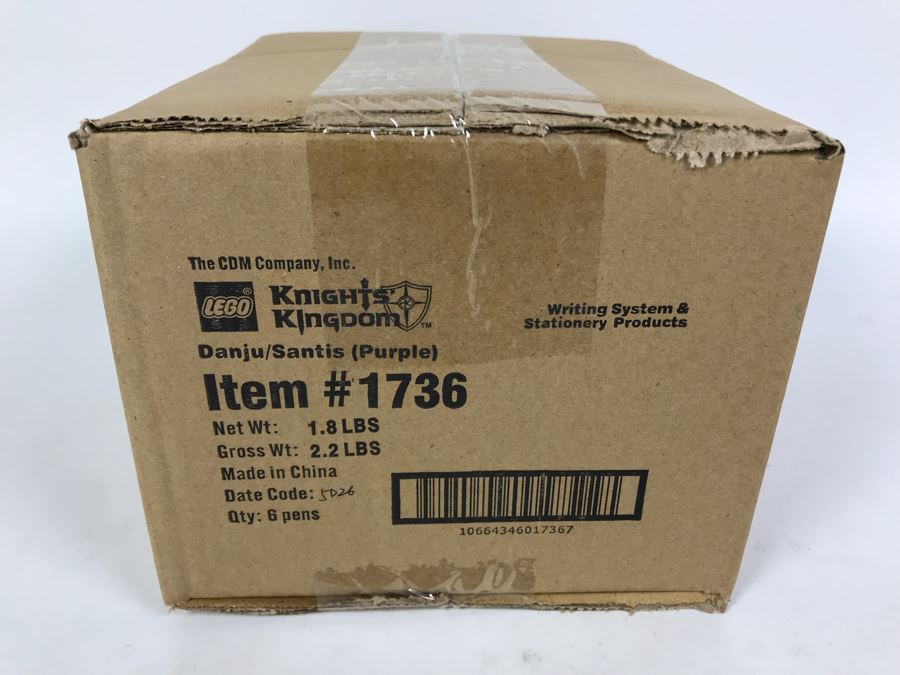 Sealed Box Of New 2004 LEGO Knights Kingdom Danju/Santis Purple Writing System Pens By The CDM Company - 6 Pens [Photo 4]