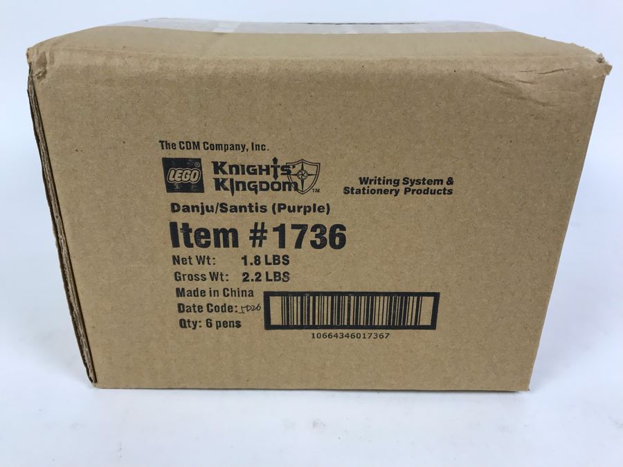 Sealed Box Of New 2004 LEGO Knights Kingdom Danju/Santis Purple Writing System Pens By The CDM Company - 6 Pens [Photo 3]