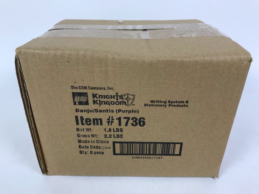 Sealed Box Of New 2004 LEGO Knights Kingdom Danju/Santis Purple Writing System Pens By The CDM Company - 6 Pens [Photo 2]