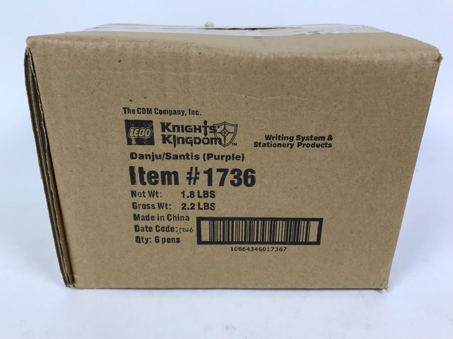 Sealed Box Of New 2004 LEGO Knights Kingdom Danju/Santis Purple Writing System Pens By The CDM Company - 6 Pens [Photo 3]