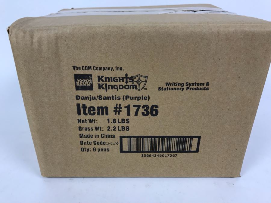 Sealed Box Of New 2004 LEGO Knights Kingdom Danju/Santis Purple Writing System Pens By The CDM Company - 6 Pens [Photo 3]