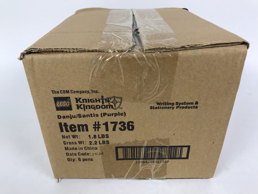 Sealed Box Of New 2004 LEGO Knights Kingdom Danju/Santis Purple Writing System Pens By The CDM Company - 6 Pens [Photo 4]