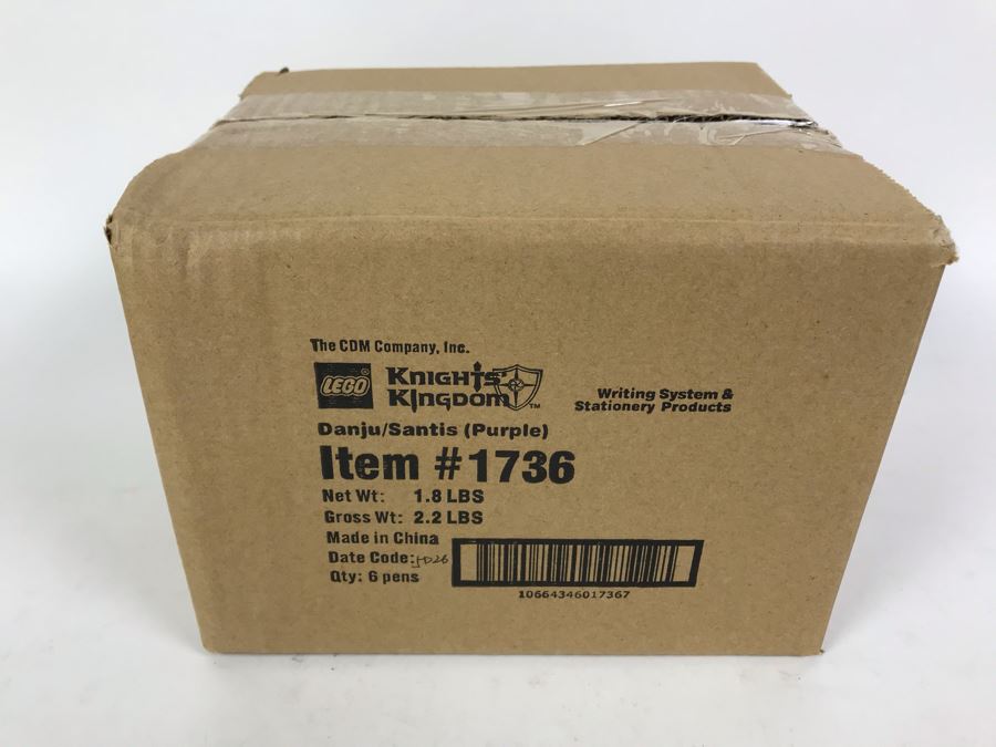 Sealed Box Of New 2004 LEGO Knights Kingdom Danju/Santis Purple Writing System Pens By The CDM Company - 6 Pens [Photo 2]