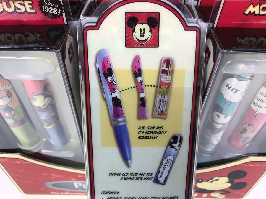 New 2004 Disney Vintage Mickey Mouse Limited Edition Individually Numbered Collectible Memorabilia Pod Pens Merchandiser Store Display By The CDM Company - 12 Pens [Photo 12]