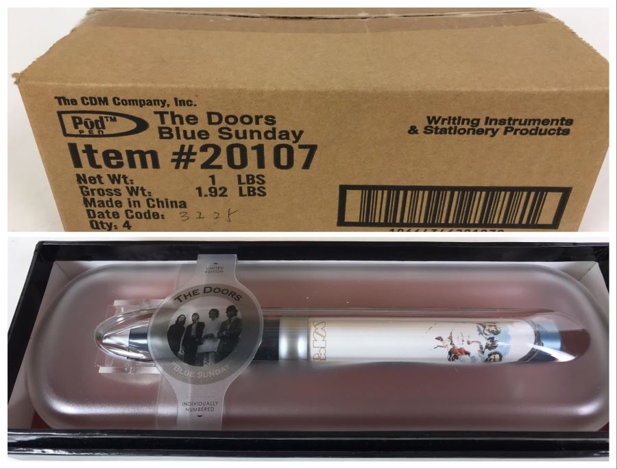 Sealed Box Of New The Doors Blue Sunday Limited Edition Individually Numbered Collectible Memorabilia Pod Pens - 4 Pens [Photo 1]