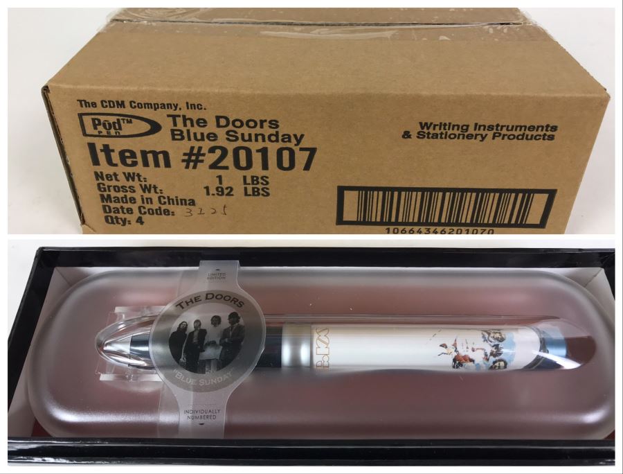 Sealed Box Of New The Doors Blue Sunday Limited Edition Individually Numbered Collectible Memorabilia Pod Pens - 4 Pens [Photo 1]