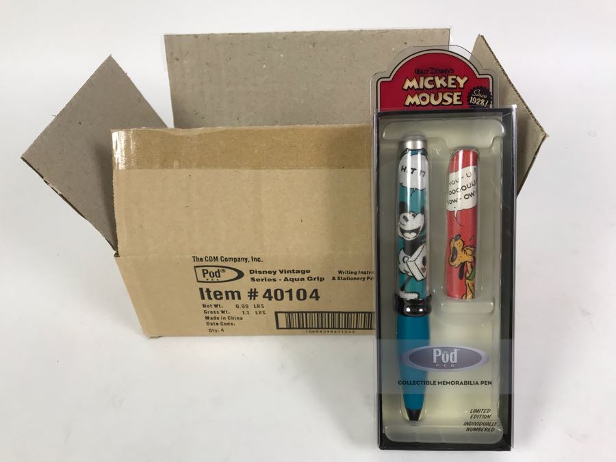New 2004 Disney Vintage Mickey Mouse Limited Edition Individually Numbered Collectible Memorabilia Pod Pens By The CDM Company - 4 Pens [Photo 1]
