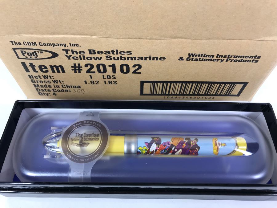 New The Beatles Yellow Submarine Limited Edition Individually Numbered Collectible Memorabilia Pod Pens By The CDM Company - 4 Pens [Photo 1]