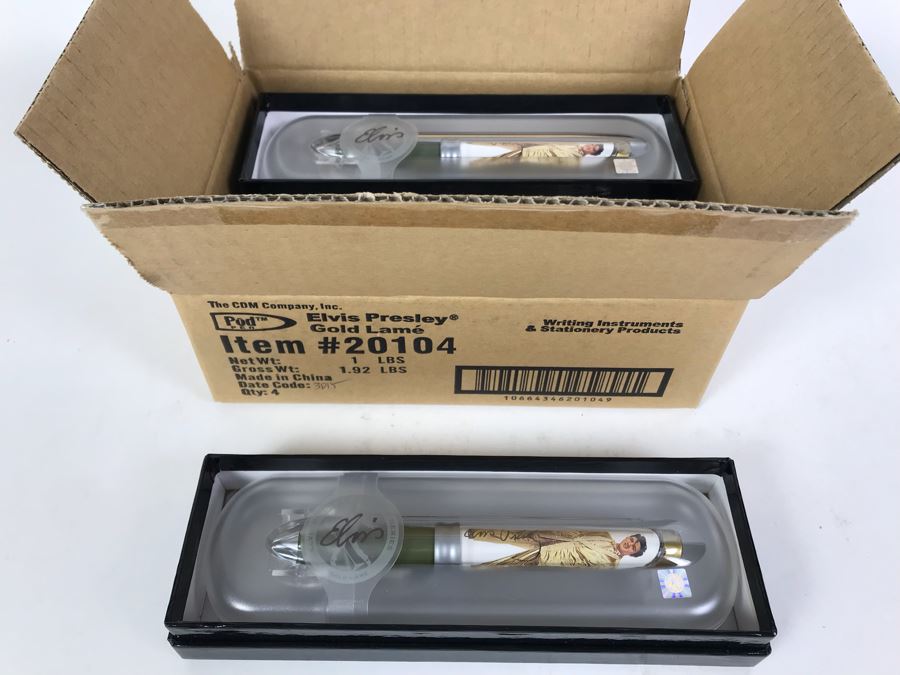 New Elvis Presley Gold Lamé Limited Edition Individually Numbered Collectible Memorabilia Pod Pens By The CDM Company - 4 Pens [Photo 2]
