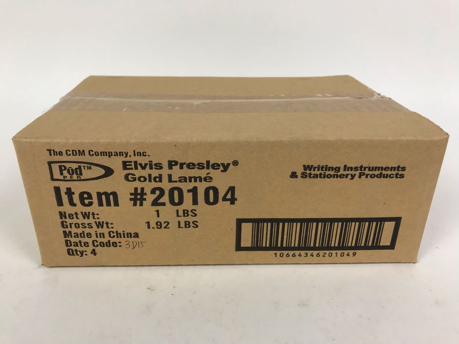Sealed Box Of New Elvis Presley Gold Lamé Limited Edition Individually Numbered Collectible Memorabilia Pod Pens By The CDM Company - 4 Pens [Photo 2]