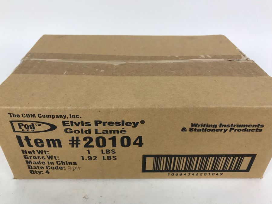 Sealed Box Of New Elvis Presley Gold Lamé Limited Edition Individually Numbered Collectible Memorabilia Pod Pens By The CDM Company - 4 Pens [Photo 3]