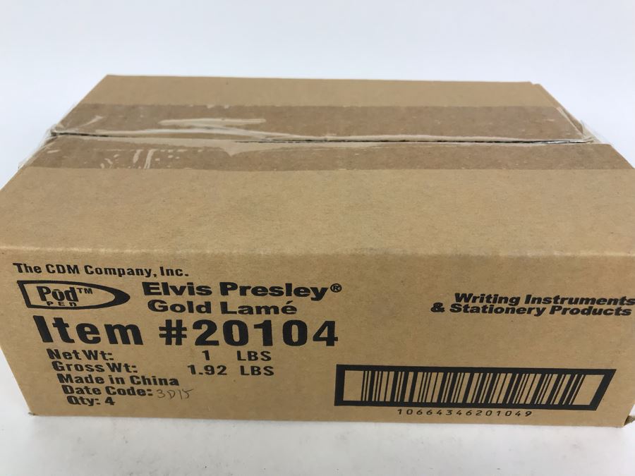 Sealed Box Of New Elvis Presley Gold Lamé Limited Edition Individually Numbered Collectible Memorabilia Pod Pens By The CDM Company - 4 Pens [Photo 3]