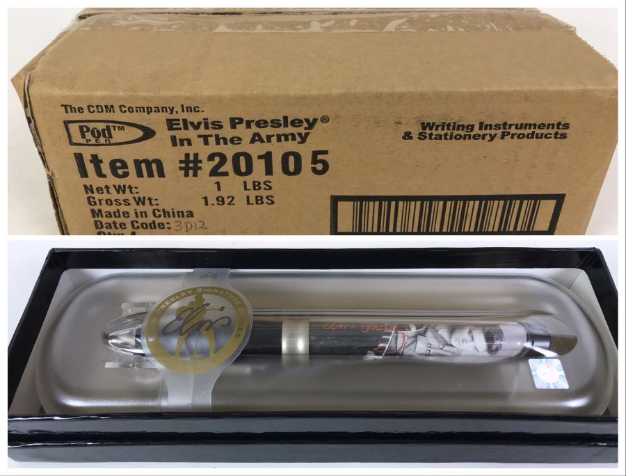 Sealed Box Of New Elvis Presley In The Army Limited Edition Individually Numbered Collectible Memorabilia Pod Pens By The CDM Company - 4 Pens