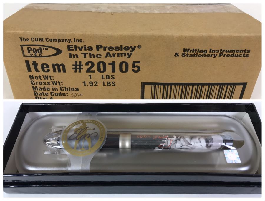 Sealed Box Of New Elvis Presley In The Army Limited Edition Individually Numbered Collectible Memorabilia Pod Pens By The CDM Company - 4 Pens
