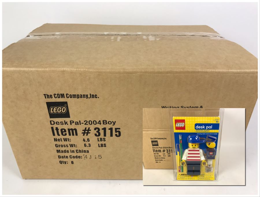 Sealed Box Of New 2004 LEGO Desk Pal Boy Stationery System By The CDM Company - 6 Desk Pals