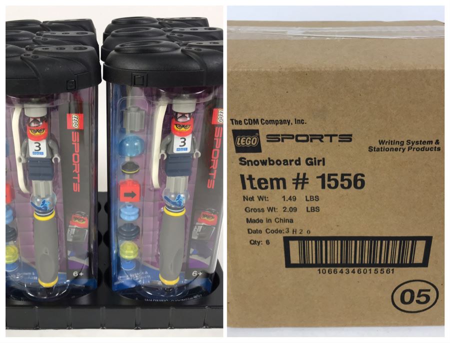 Sealed Box Of New 2003 LEGO Sports Snowboard Girl Writing System Pens By The CDM Company - 6 Pens [Photo 1]