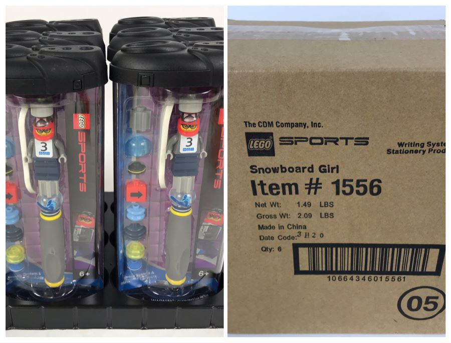 Sealed Box Of New 2003 LEGO Sports Snowboard Girl Writing System Pens By The CDM Company - 6 Pens [Photo 1]