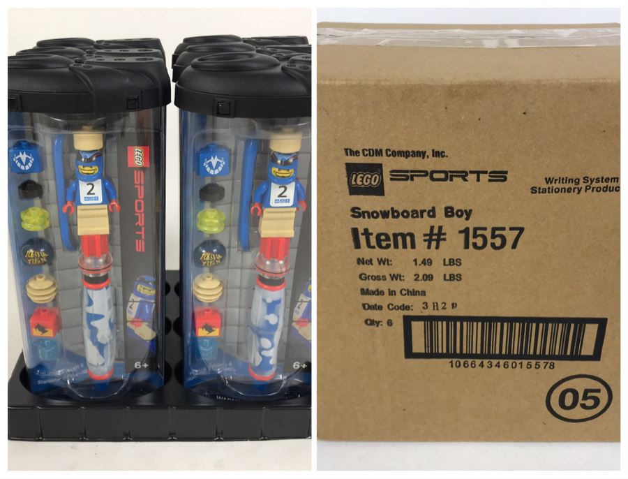 Sealed Box Of New 2003 LEGO Sports Snowboard Boy Writing System Pens By The CDM Company - 6 Pens [Photo 1]