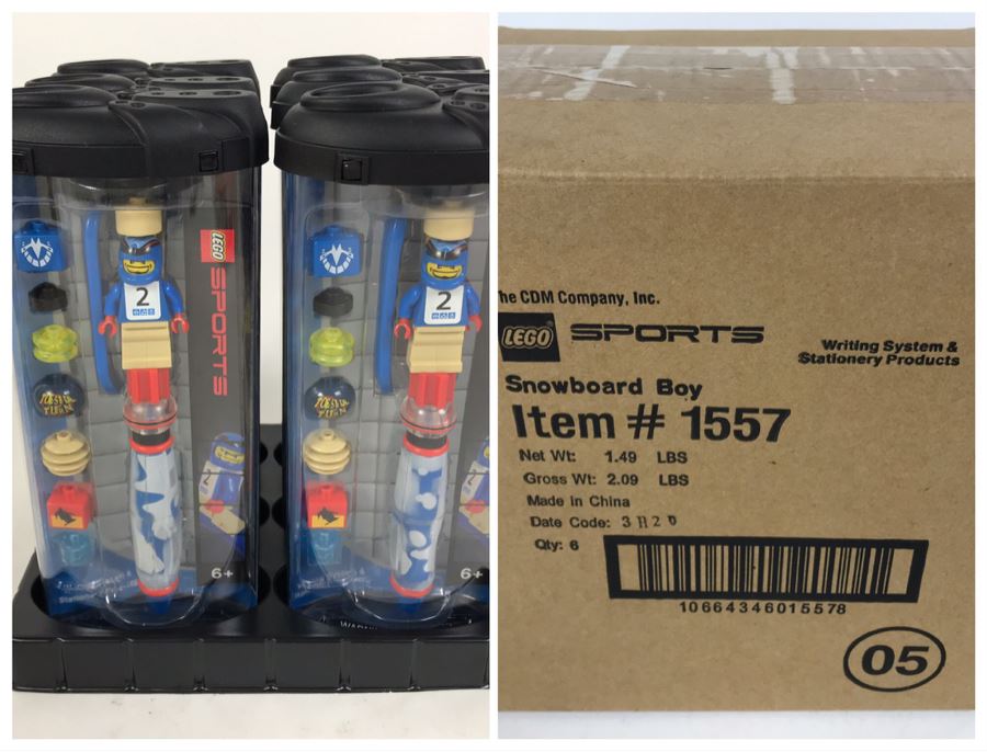 Sealed Box Of New 2003 LEGO Sports Snowboard Boy Writing System Pens By The CDM Company - 6 Pens [Photo 1]
