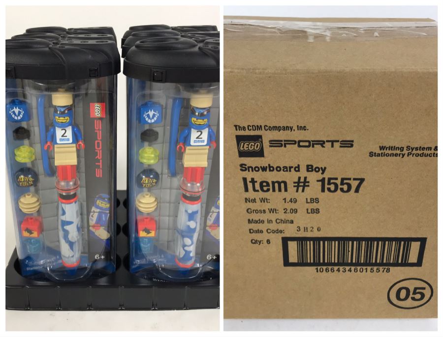 Sealed Box Of New 2003 LEGO Sports Snowboard Boy Writing System Pens By The CDM Company - 6 Pens [Photo 1]