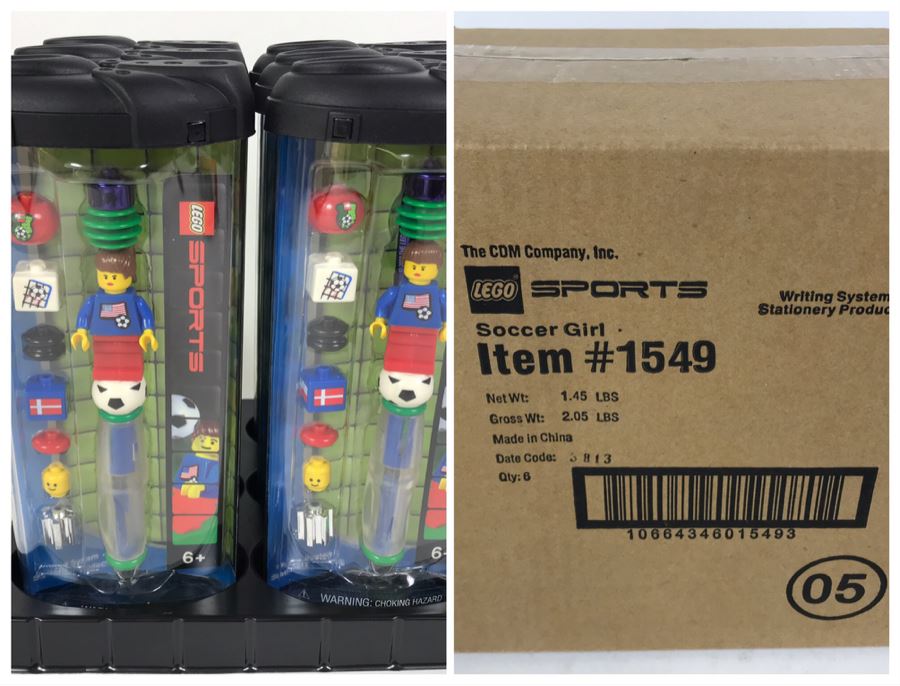 Sealed Box Of New 2003 LEGO Sports Soccer Girl Writing System Pens By The CDM Company - 6 Pens [Photo 1]