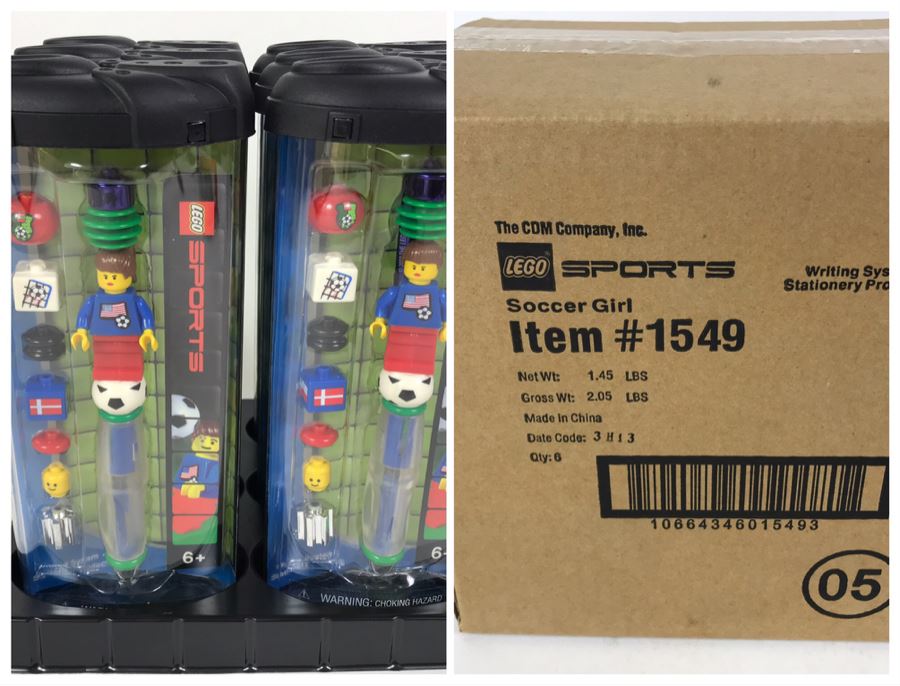 Sealed Box Of New 2003 LEGO Sports Soccer Girl Writing System Pens By The CDM Company - 6 Pens [Photo 1]