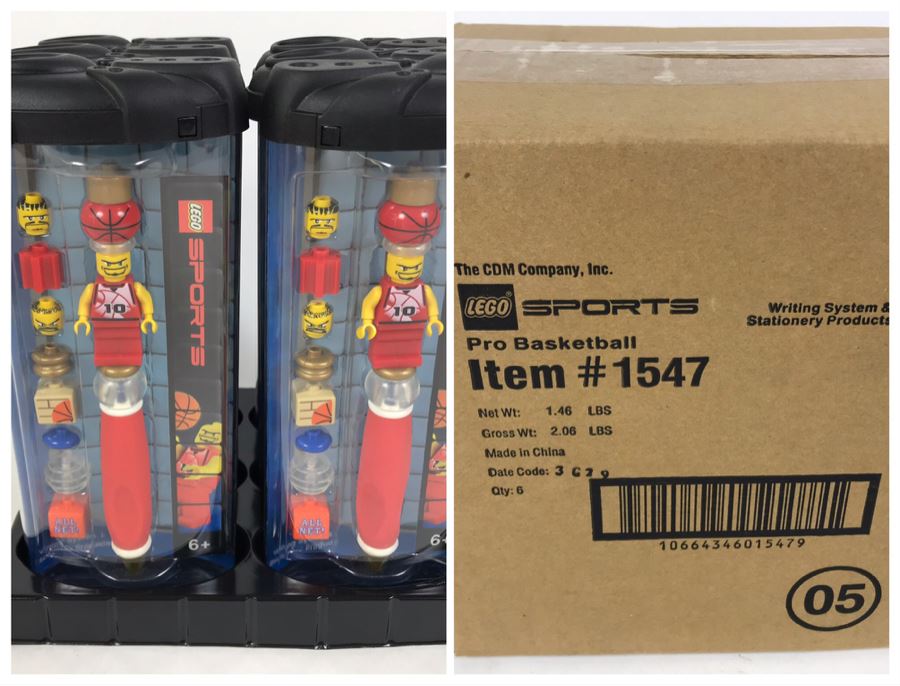 Sealed Box Of New 2003 LEGO Sports Pro Basketball Writing System Pens By The CDM Company - 6 Pens [Photo 1]