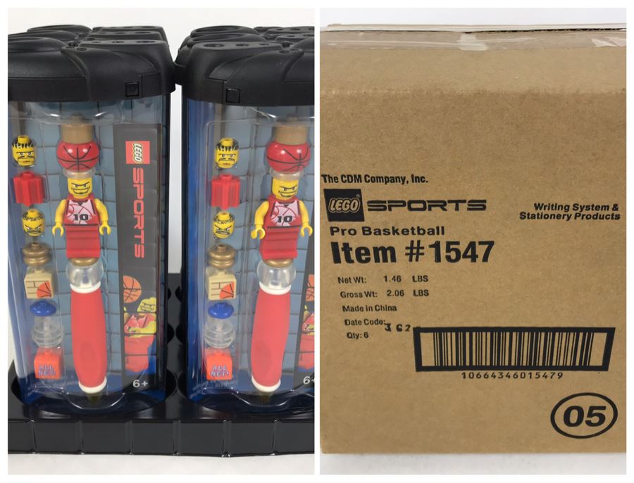 Sealed Box Of New 2003 LEGO Sports Pro Basketball Writing System Pens By The CDM Company - 6 Pens [Photo 1]