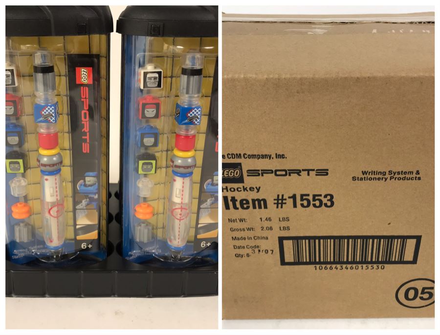 Sealed Box Of New 2003 LEGO Sports Hockey Writing System Pens By The CDM Company - 6 Pens [Photo 1]
