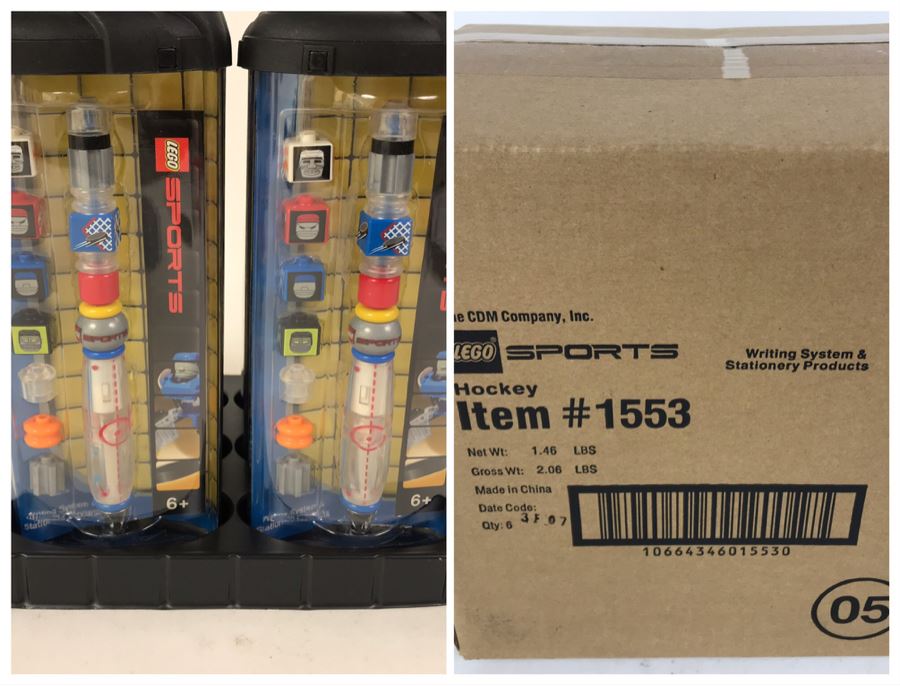 Sealed Box Of New 2003 LEGO Sports Hockey Writing System Pens By The CDM Company - 6 Pens [Photo 1]