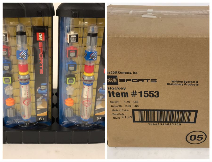 Sealed Box Of New 2003 LEGO Sports Hockey Writing System Pens By The CDM Company - 6 Pens [Photo 1]