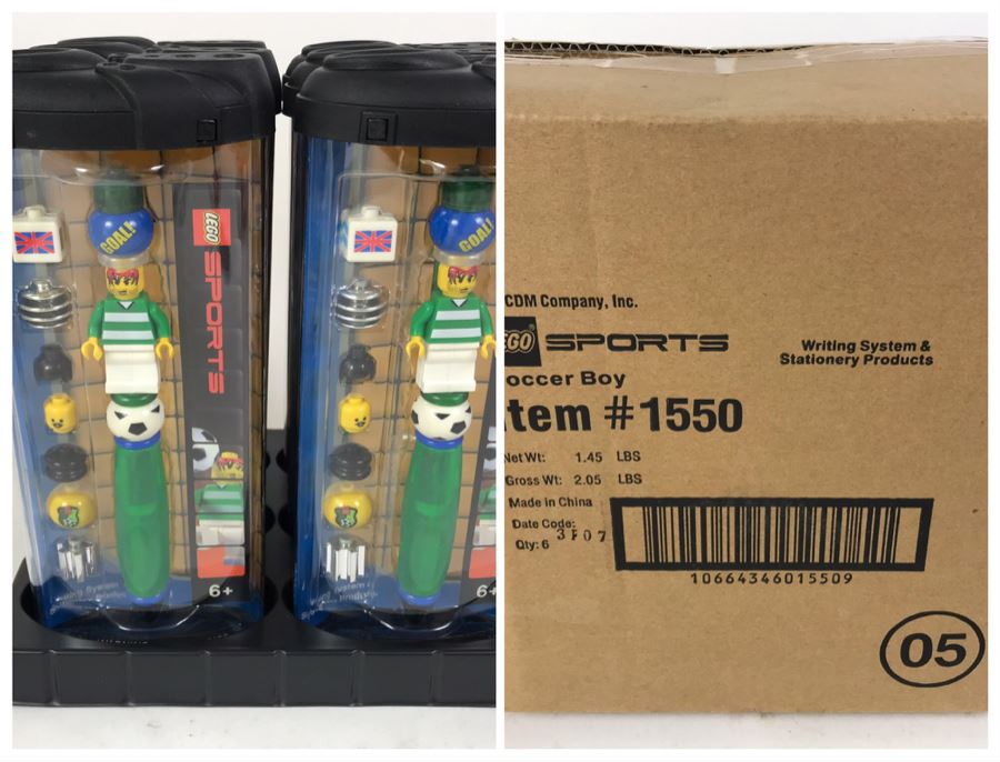 Sealed Box Of New 2003 LEGO Sports Soccer Boy Writing System Pens By The CDM Company - 6 Pens [Photo 1]