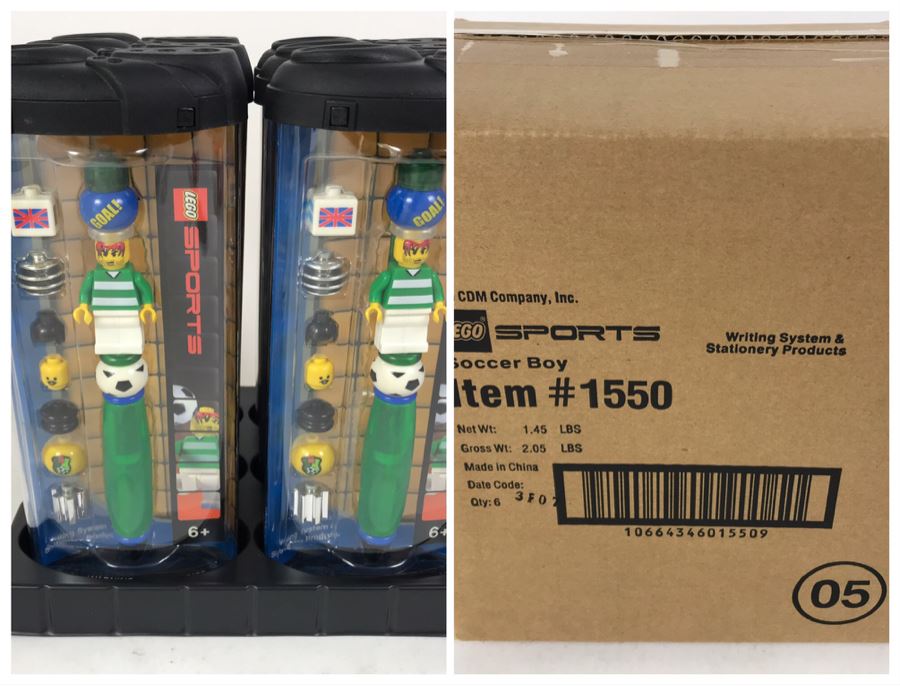 Sealed Box Of New 2003 LEGO Sports Soccer Boy Writing System Pens By The CDM Company - 6 Pens