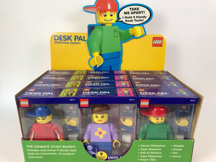 New 2002 LEGO Desk Pal Stationery System Merchandiser Store Display By The CDM Company - 12 Desk Pals [Photo 1]