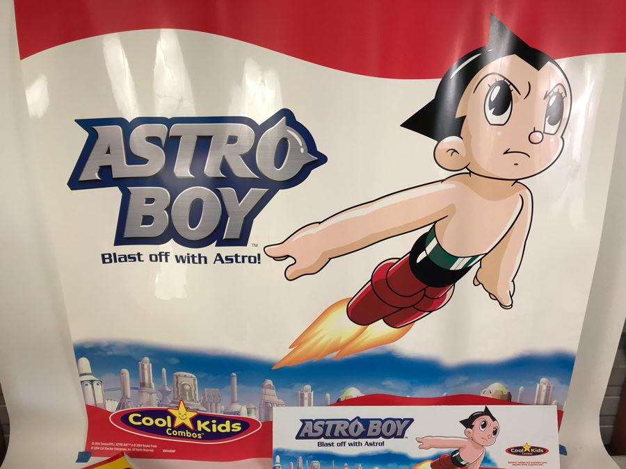 New Carl's Jr. Astro Boy Promotional Items Including Mini Banner, Window Cling And (24) Happy Meal Astro Boy Toys [Photo 2]