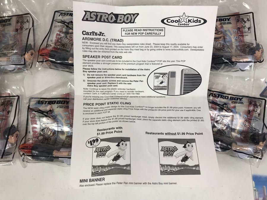 New Carl's Jr. Astro Boy Promotional Items Including Mini Banner, Window Cling And (24) Happy Meal Astro Boy Toys [Photo 12]