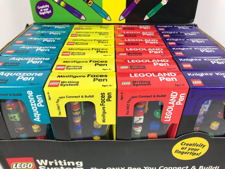 New 2001 LEGO Writing System Writing System Pens: Legoland Pen, Aquazone Pen, Faces Pen, Knights' Kingdom Pen Merchandiser Store Display By The CDM Company - 24 Pens [Photo 3]