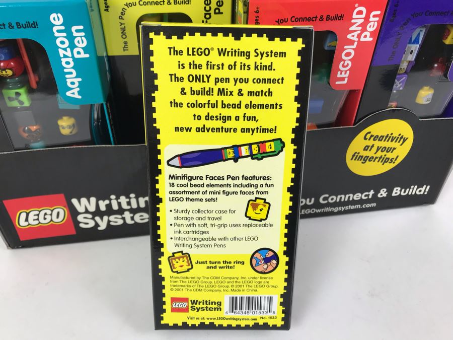 New 2001 LEGO Writing System Writing System Pens: Legoland Pen, Aquazone Pen, Faces Pen, Knights' Kingdom Pen Merchandiser Store Display By The CDM Company - 24 Pens [Photo 11]