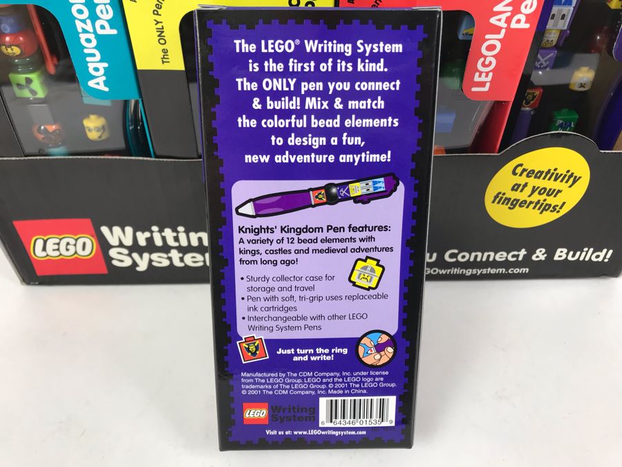 New 2001 LEGO Writing System Writing System Pens: Legoland Pen, Aquazone Pen, Faces Pen, Knights' Kingdom Pen Merchandiser Store Display By The CDM Company - 24 Pens [Photo 17]