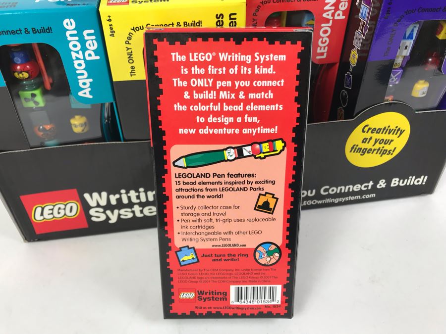 New 2001 LEGO Writing System Writing System Pens: Legoland Pen, Aquazone Pen, Faces Pen, Knights' Kingdom Pen Merchandiser Store Display By The CDM Company - 24 Pens [Photo 15]