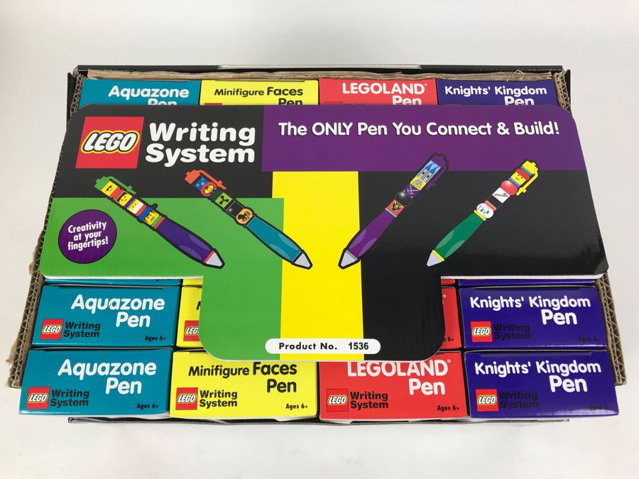 New 2001 LEGO Writing System Writing System Pens: Legoland Pen, Aquazone Pen, Faces Pen, Knights' Kingdom Pen Merchandiser Store Display By The CDM Company - 24 Pens [Photo 6]