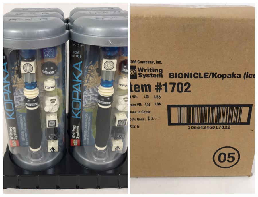 Sealed Box Of New 2001 LEGO Bionicle Kopaka Ice Writing System Pens By The CDM Company - 6 Pens [Photo 1]